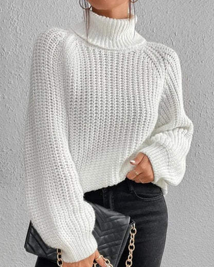 Olivia Relaxed Fit Turtleneck Sweater | Ribbed Raglan Sleeve Sweater