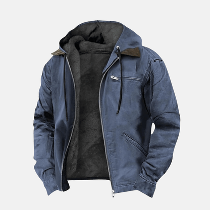 Oscar Hooded Bomber Jacket | Zip Pockets Drawstring Hood Bomber Jacket