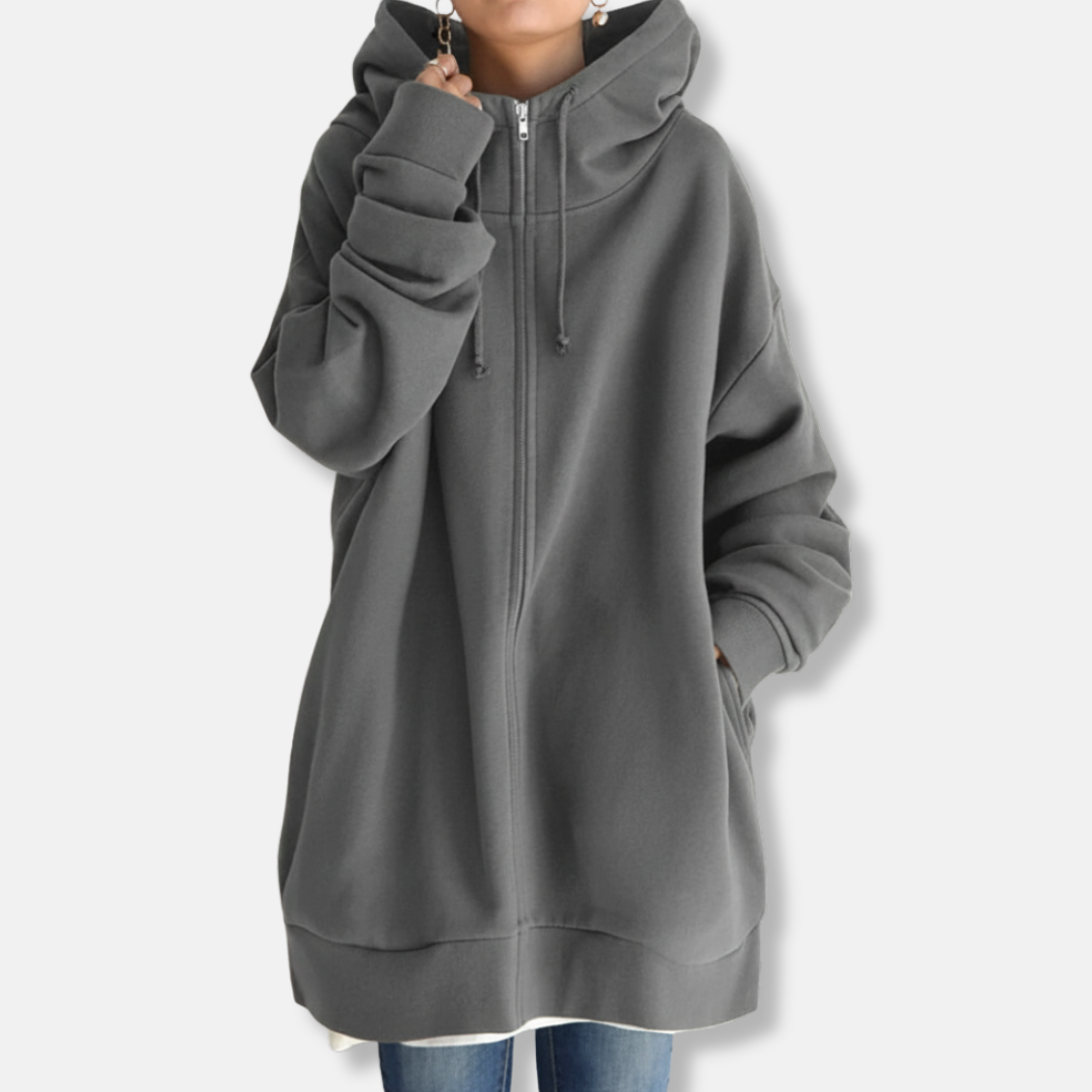 Women’s Hoodie – Oversized Fit – Zip Front – Long Sleeve Casual