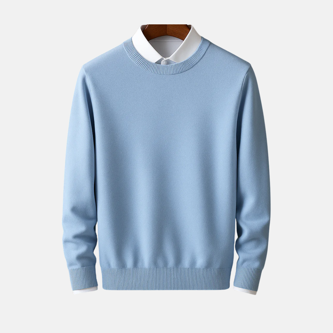 Men’s Pullover Sweatshirt – Fine Gauge Knit – Classic Fit – Crew Neck – Ribbed Trim