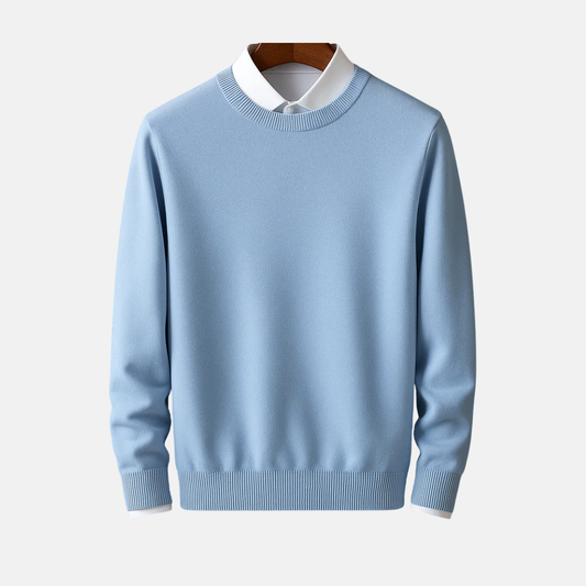 Men’s Pullover Sweatshirt – Fine Gauge Knit – Classic Fit – Crew Neck – Ribbed Trim