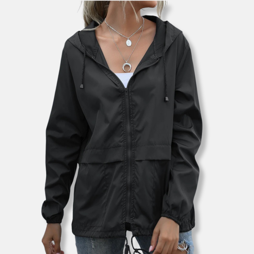 Isla Hooded Jacket | Drawstring Waist Hip-Length Hooded Jacket