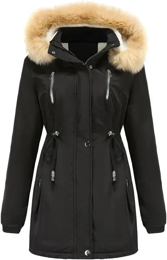 Freya Regular Fit Parka | Fur Trimmed Hood Mid-Thigh Coat