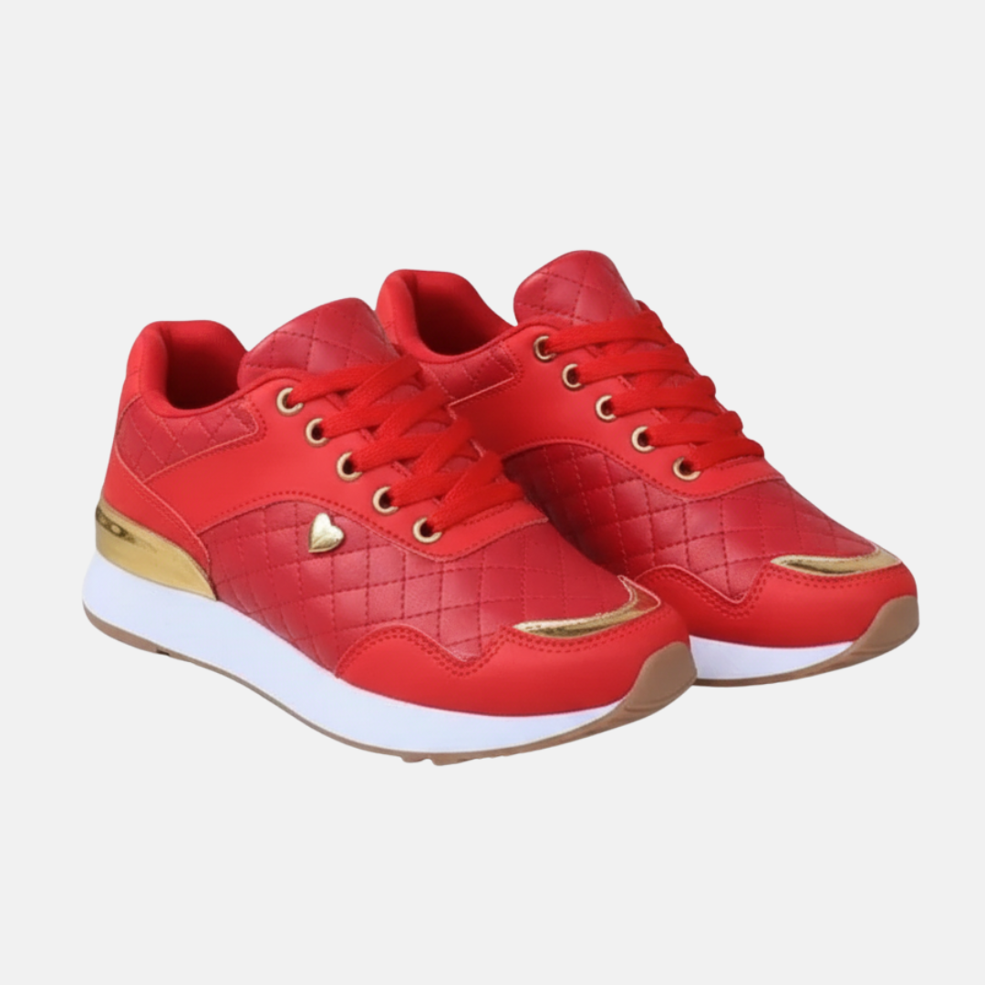 Amelia Orthopedic Quilted Sneakers | Gold Accent Heart Sneakers