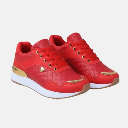Amelia Orthopedic Quilted Sneakers | Gold Accent Heart Sneakers