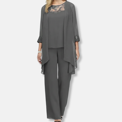 Olivia Three-Piece Set | Lace Trim Relaxed Fit Co-ords Set