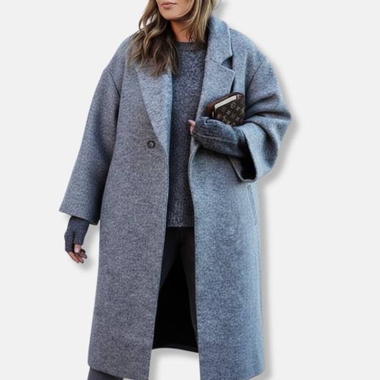 Olivia Oversized Long Coat | Collared Plaid Coat