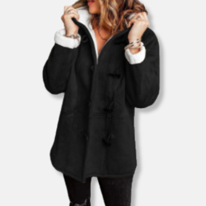 Sienna Hooded Toggle Coat | Relaxed Fit Thigh-Length Coat