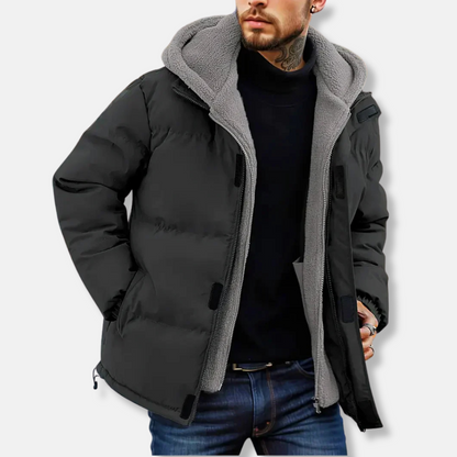 Sebastian Hooded Puffer Jacket | Quilted Fleece Lined Jacket