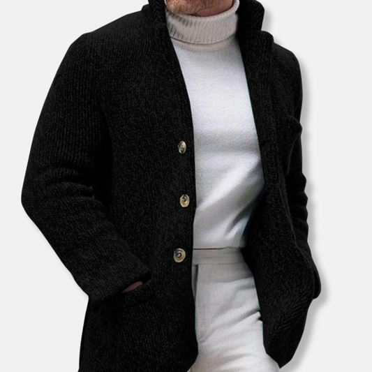 Oscar Regular Fit Cardigan | Stand Collar Button Front Cardigan