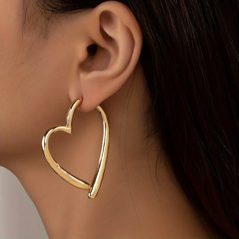 Amor Abstract Heart Hoop Earrings | Gold-Tone Statement Jewelry