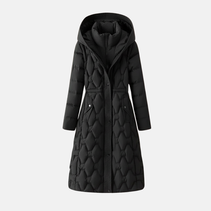 Isla  Long Coat | Hooded Belted Snap Coat