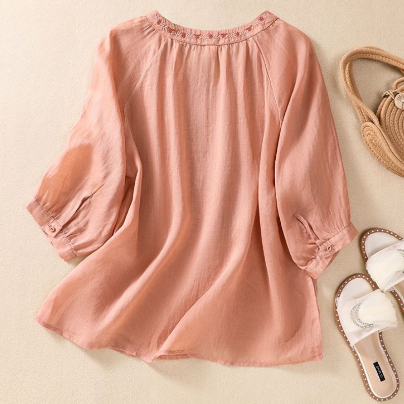Isabella Relaxed Fit Blouse | Floral Embroidered Blouse