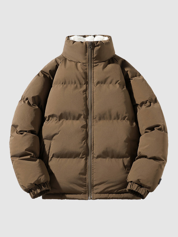 Arthur Quilted Relaxed Fit Puffer Jacket | Stand Collar Zip Front Puffer Jacket