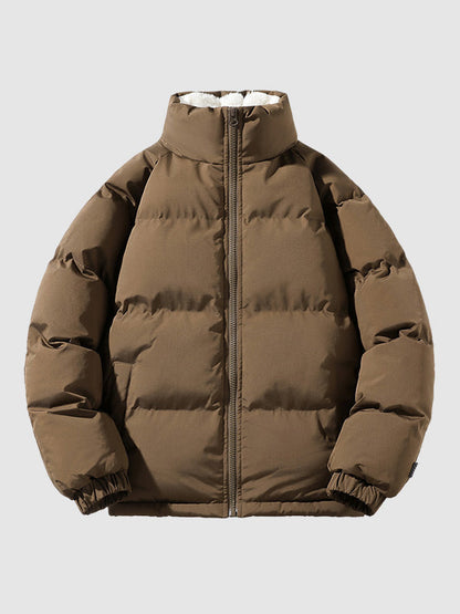 Arthur Quilted Relaxed Fit Puffer Jacket | Stand Collar Zip Front Puffer Jacket