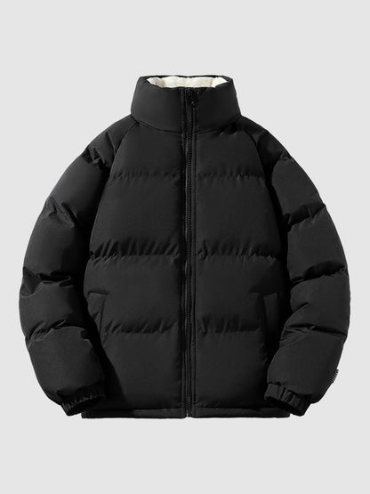 Arthur Quilted Relaxed Fit Puffer Jacket | Stand Collar Zip Front Puffer Jacket