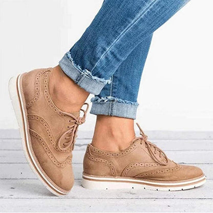 Isla Lace-Up Platform Brogue Trainers | Solid Ankle-Length Trainers