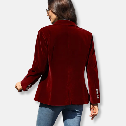 Isla Tailored Blazer | Gold Button Accent Lapel Collar Blazer