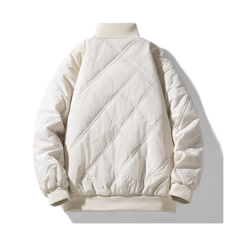 Noah Vintage Diamond Quilted Bomber Jacket | Sherpa-Lined Snap Jacket