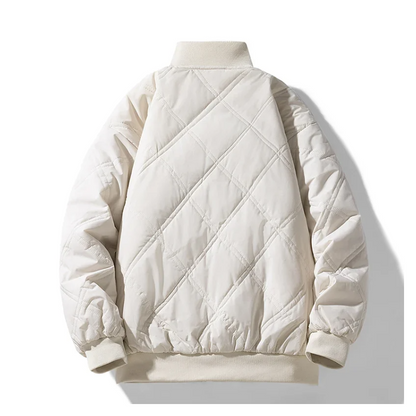 Noah Vintage Diamond Quilted Bomber Jacket | Sherpa-Lined Snap Jacket