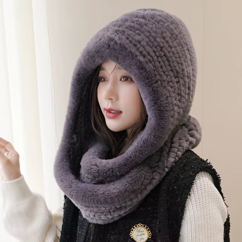 Isla Draped Hooded Scarf | Fur Trim Head And Neck Coverage Scarf