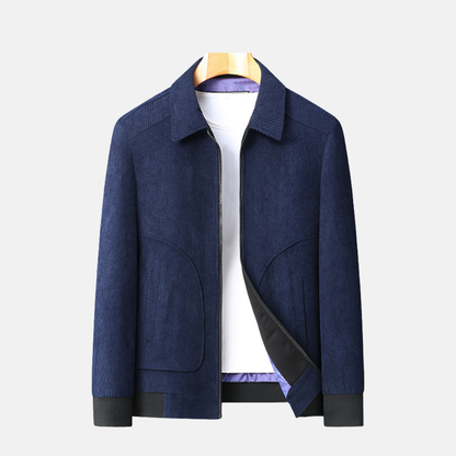 Men’s Bomber Jacket – Corduroy Ribbed Texture – Loose Fit – Zip Front – Hip Length