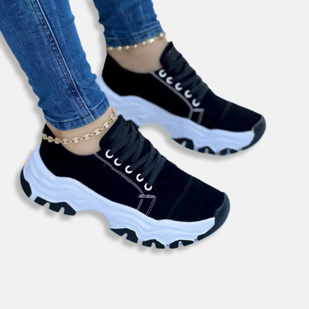 Isla Orthopedic Ankle-Length Sport Sneakers | Chunky Sole Lace-Up Sneakers
