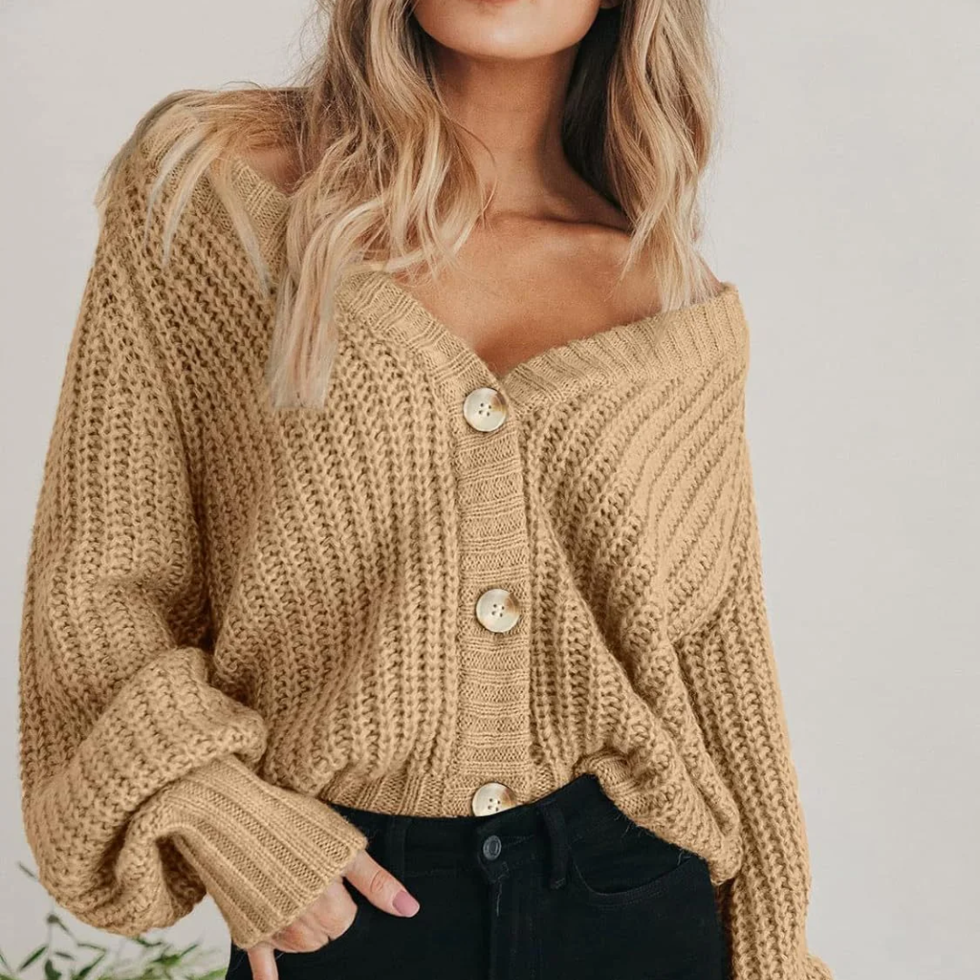 Amelia Relaxed Fit Cardigan | Button Front Chunky Knit Cardigan