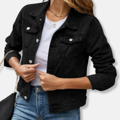 Isabella Denim Jacket | Slim Fit Cropped Denim Jacket