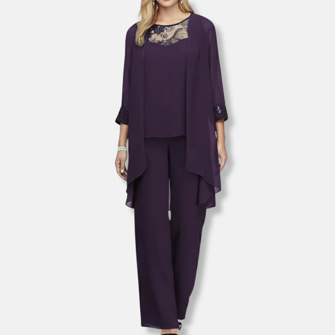 Olivia Three-Piece Set | Lace Trim Relaxed Fit Co-ords Set