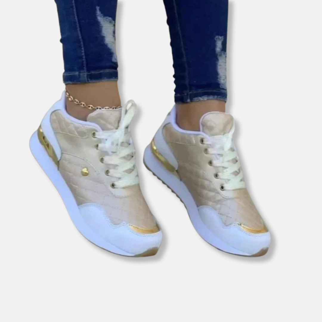 Amelia Orthopedic Quilted Sneakers | Gold Accent Heart Sneakers