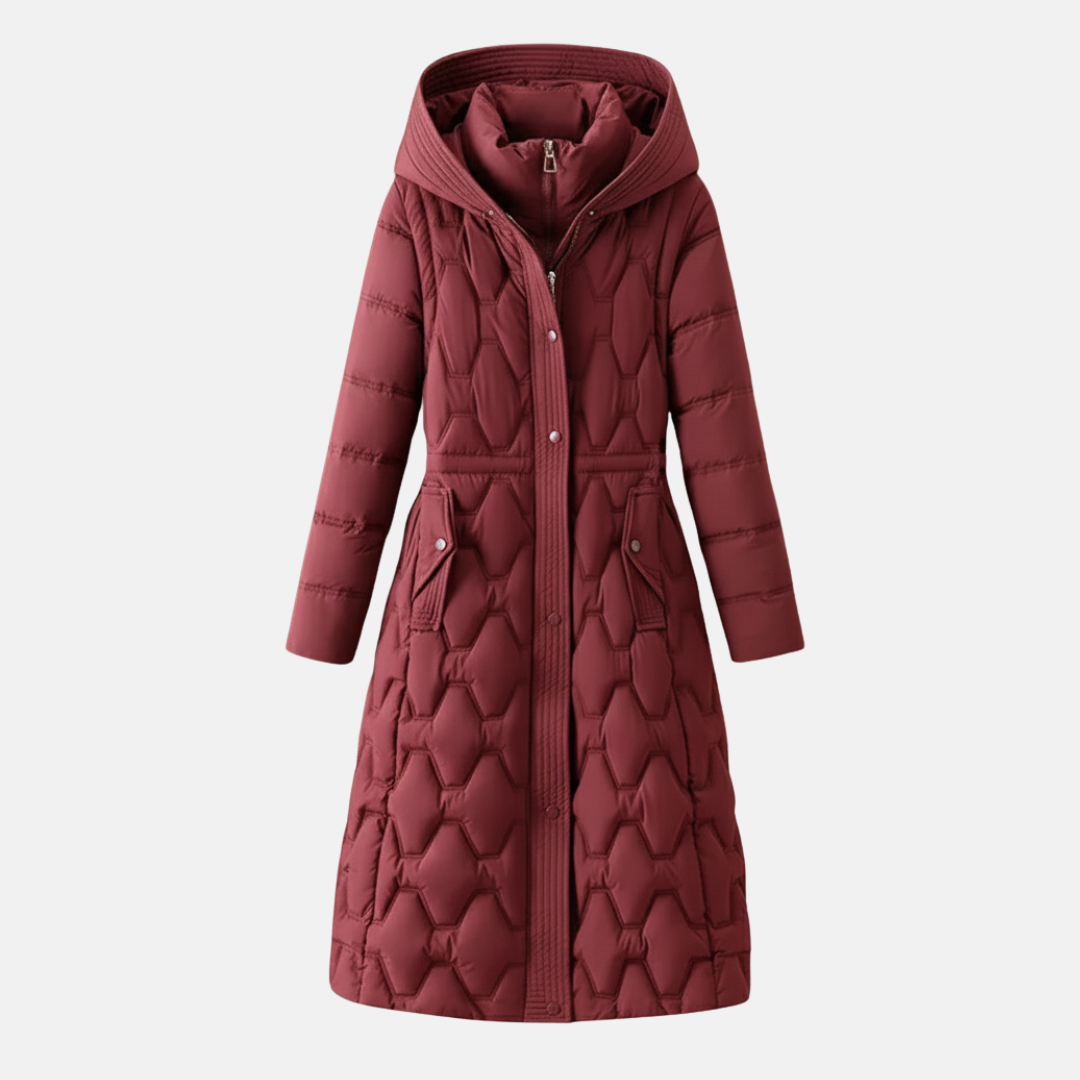 Isla  Long Coat | Hooded Belted Snap Coat