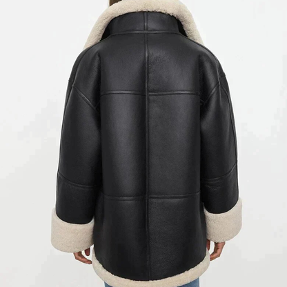 Sienna Oversized Shearling Jacket | Collared Solid Jacket