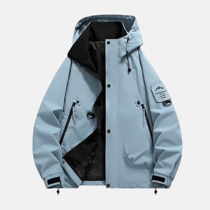 Men's Windbreaker Jacket – Water Resistant – Multi Pocket – Adjustable Hood and Cuffs