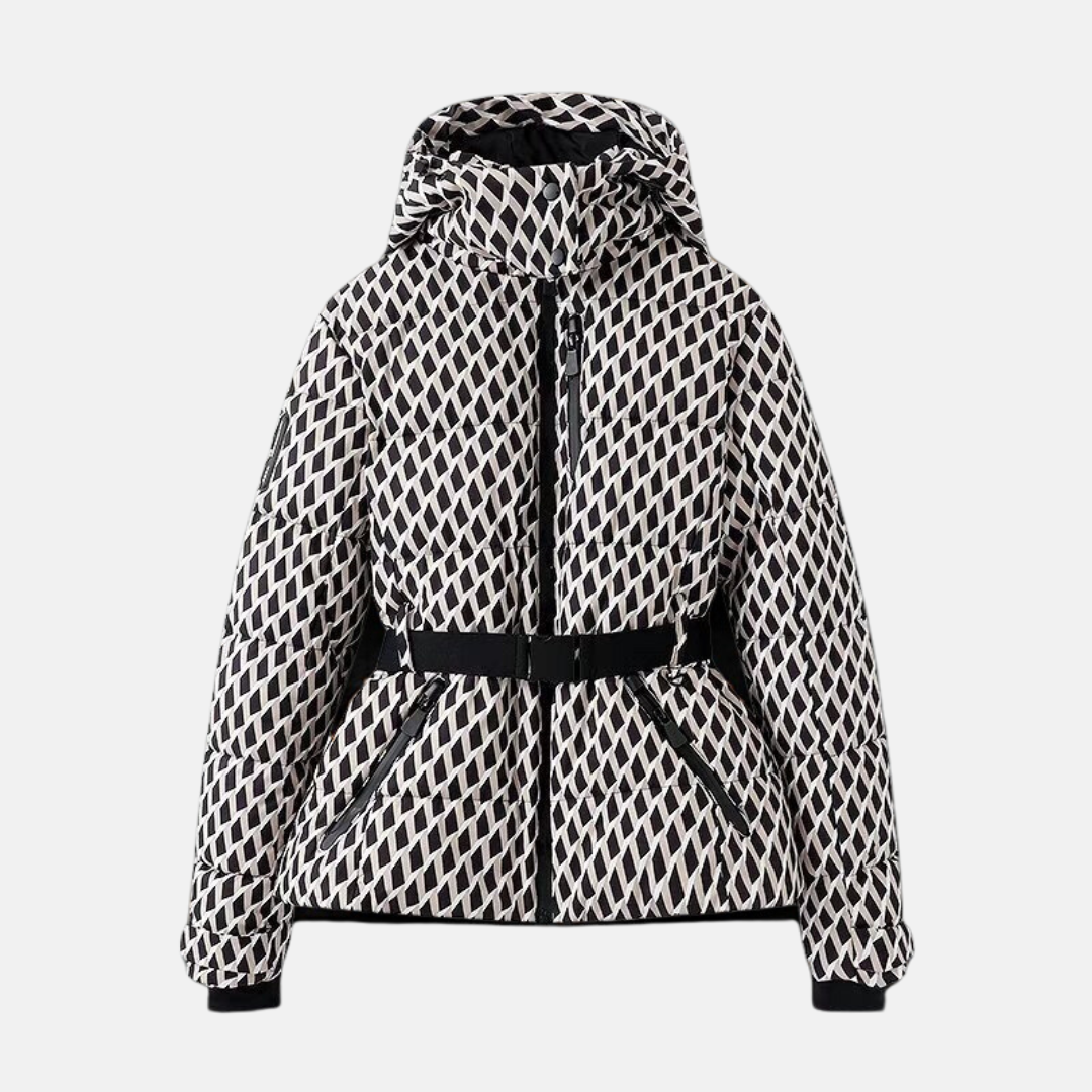 Amelia Puffer Jacket | Quilted Belted Hip-Length Jacket