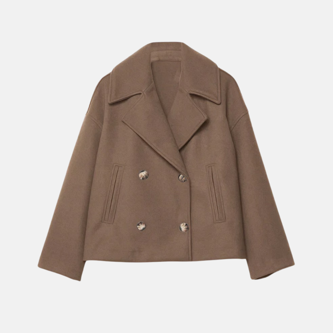 Amelia Cropped Double-Breasted Jacket | Relaxed Fit Button Front Jacket
