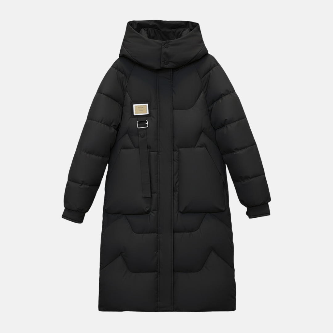 Women’s Trench Coat – Oversized Relaxed Fit – Quilted Long Insulated Hooded Design