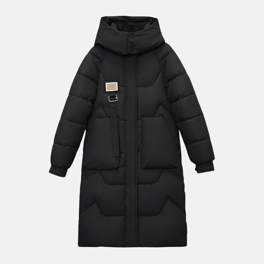 Women’s Trench Coat – Oversized Relaxed Fit – Quilted Long Insulated Hooded Design