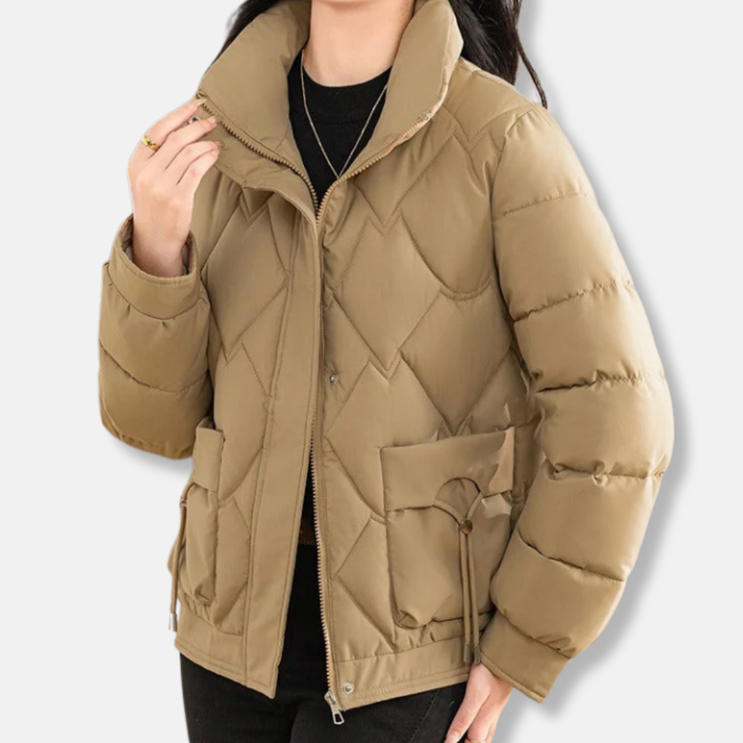 Rose Puffer Jacket | Relaxed Fit Stand Collar Jacket