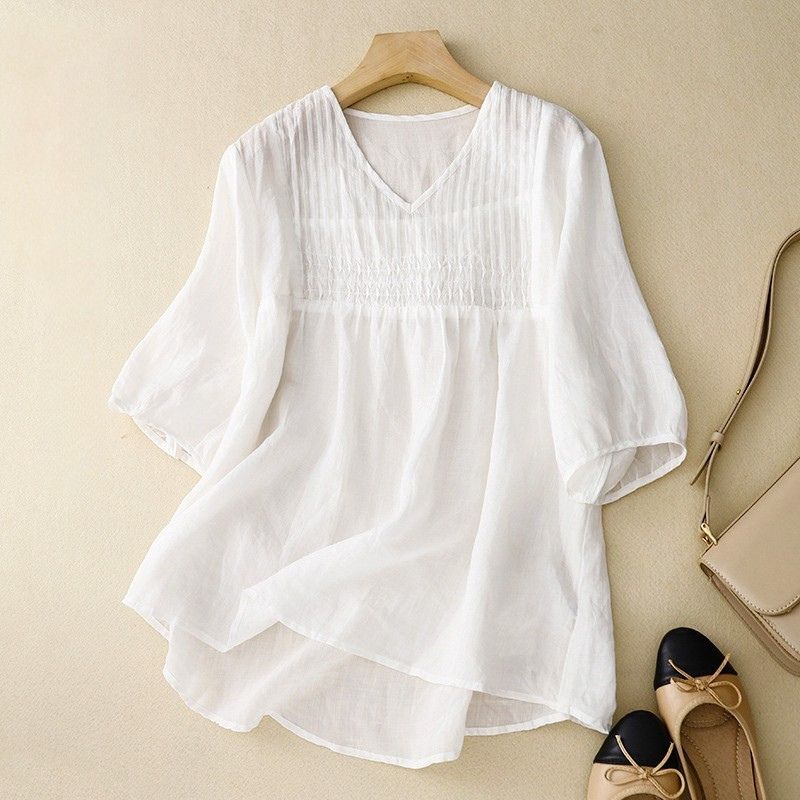 Isla Smocked Blouse | Flowy Fit V-Neck Blouse