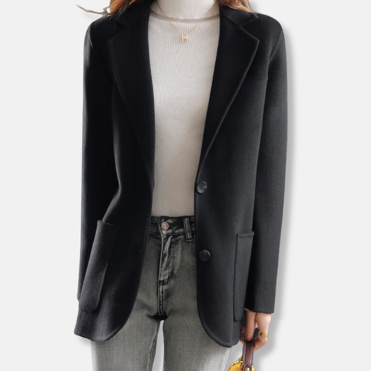 Isla Straight Fit Blazer Coat | Button Front Pockets Blazer Coat