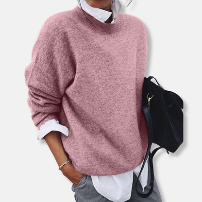 Women’s Knitted Sweater – Relaxed Fit – Wool Blend – Long Sleeve – Round Neck