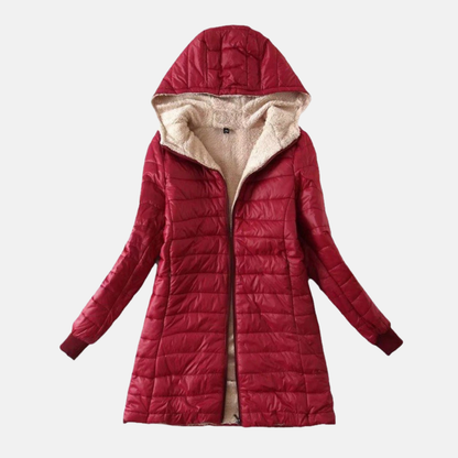 Women’s Puffer Coat – Quilted Insulated – Plush Lining – Hooded Mid-Length Fit