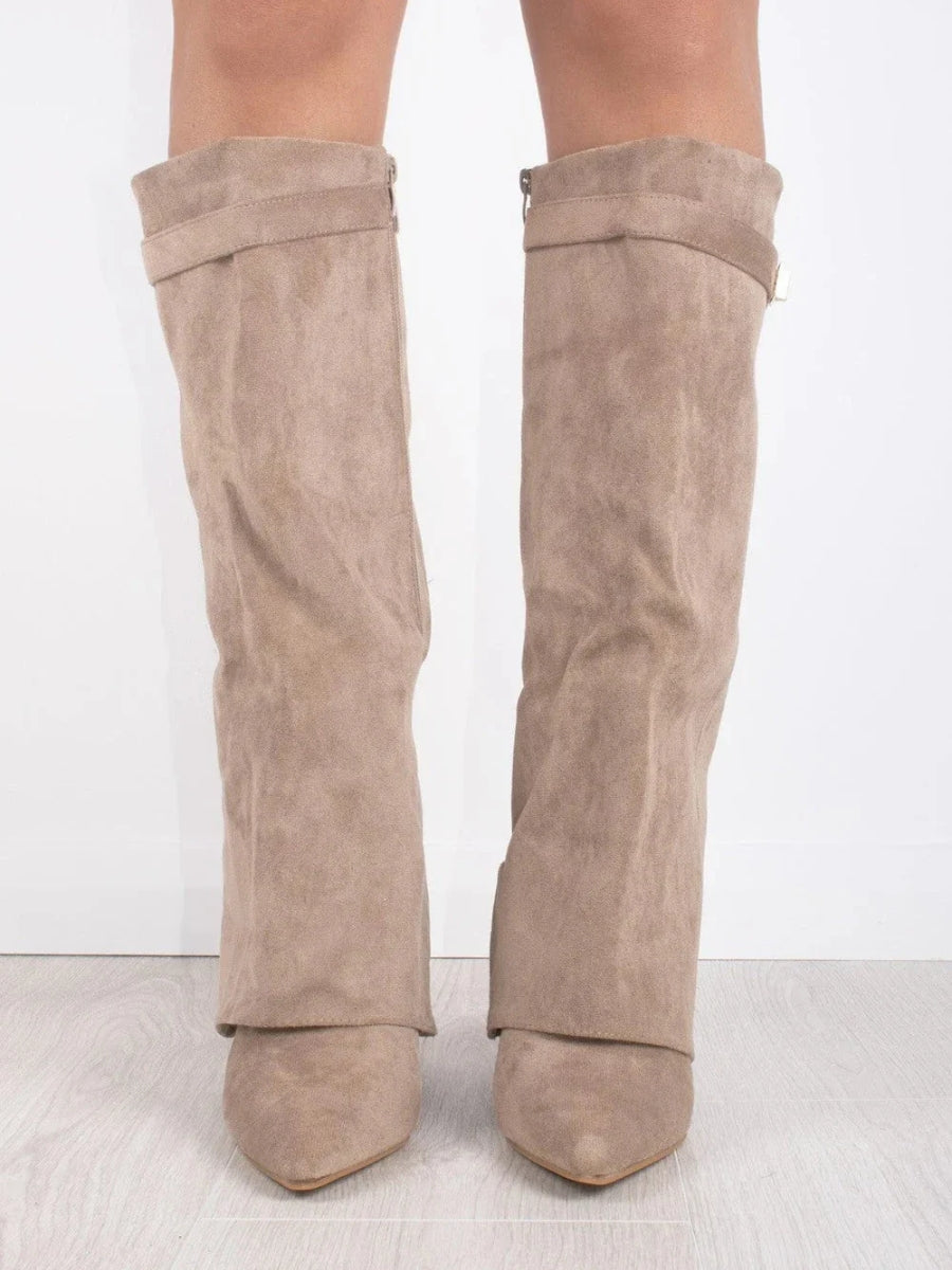 Francesca Structured Fit Thigh-High Boots | Buckle Detail Pointed Toe Boots