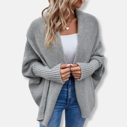 Freya Oversized Cardigan | Chunky Knit Ribbed Cuffs Cardigan