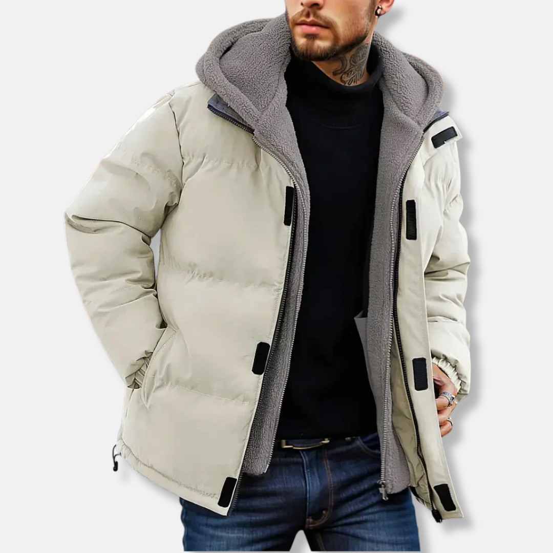 Sebastian Hooded Puffer Jacket | Quilted Fleece Lined Jacket