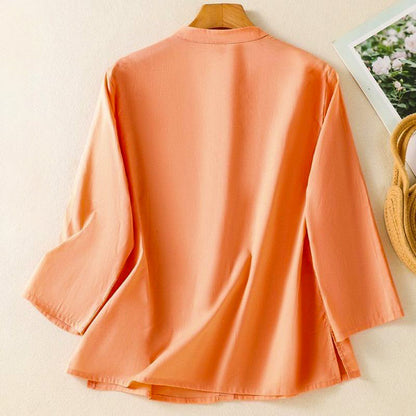 Sienna Relaxed Fit Blouse | Band Collar 3/4 Sleeve Blouse