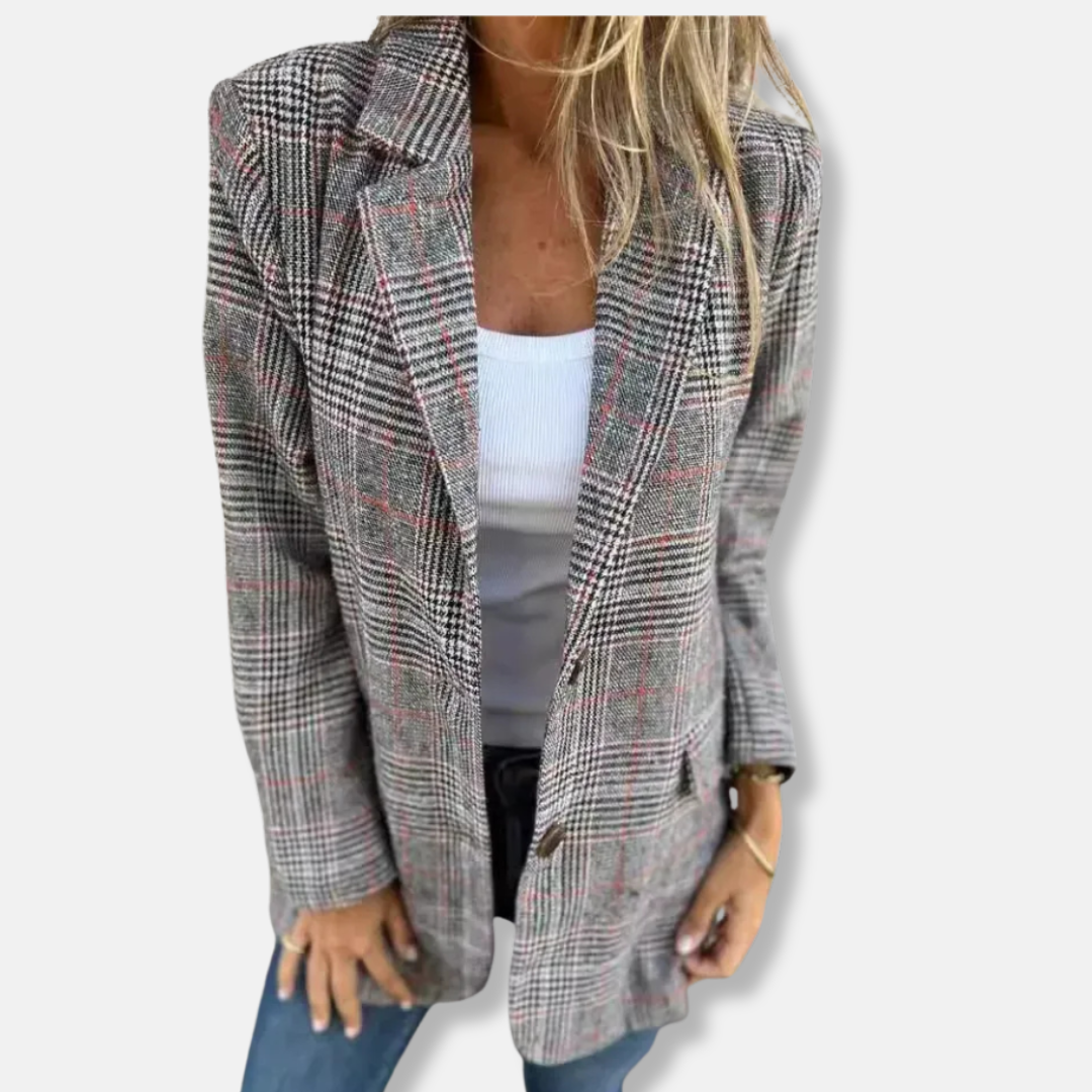 Isabella  Relaxed Fit Blazer Jacket | Notched Lapel Mid-Thigh Blazer Jacket