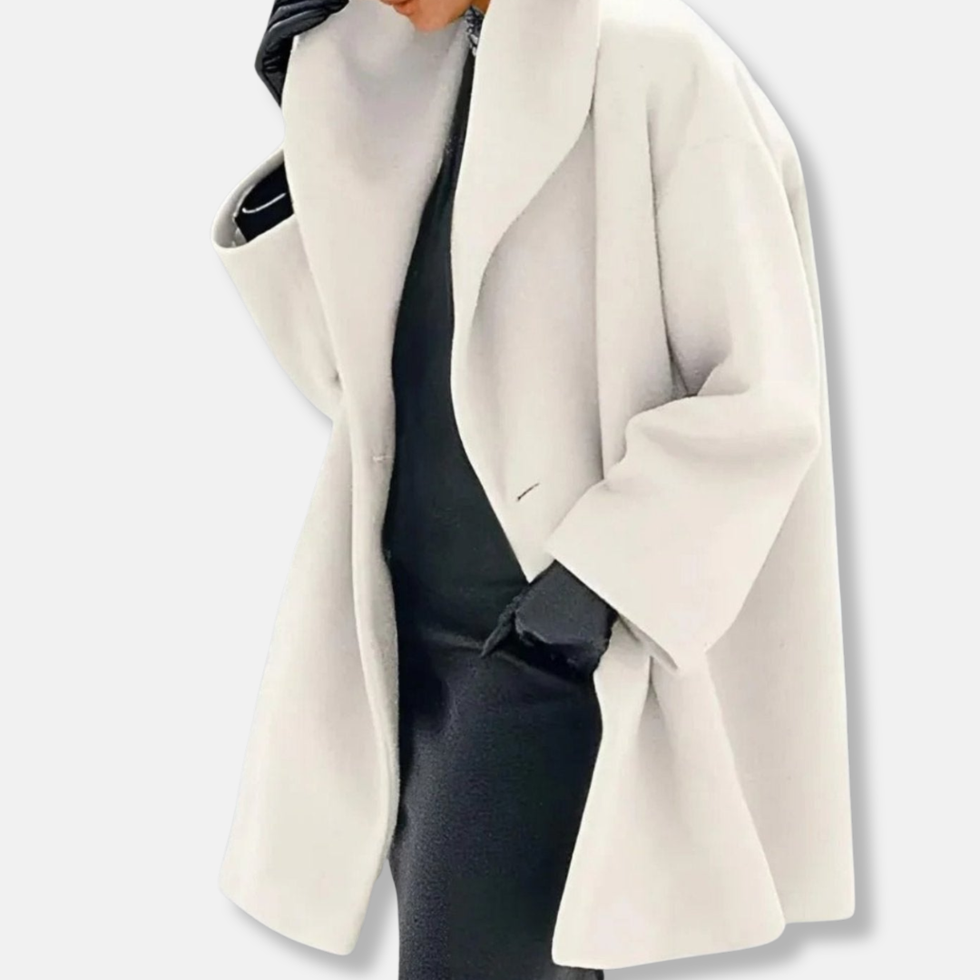 Isabella A-Line Coat | Collared Lapel Button Front Coat