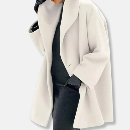 Isabella A-Line Coat | Collared Lapel Button Front Coat